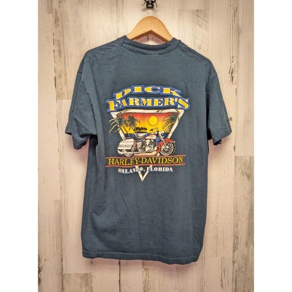 Vintage 1993 Harley Davidson 'Dick Farmers' Orlando Graphic Tee / L / USA Made - Picture 2 of 11